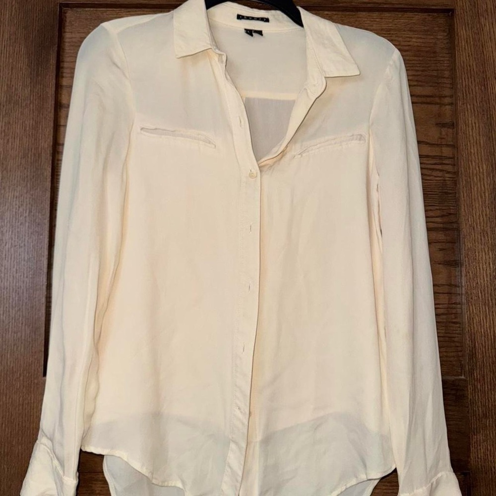 Theory White Blouse 100% Silk